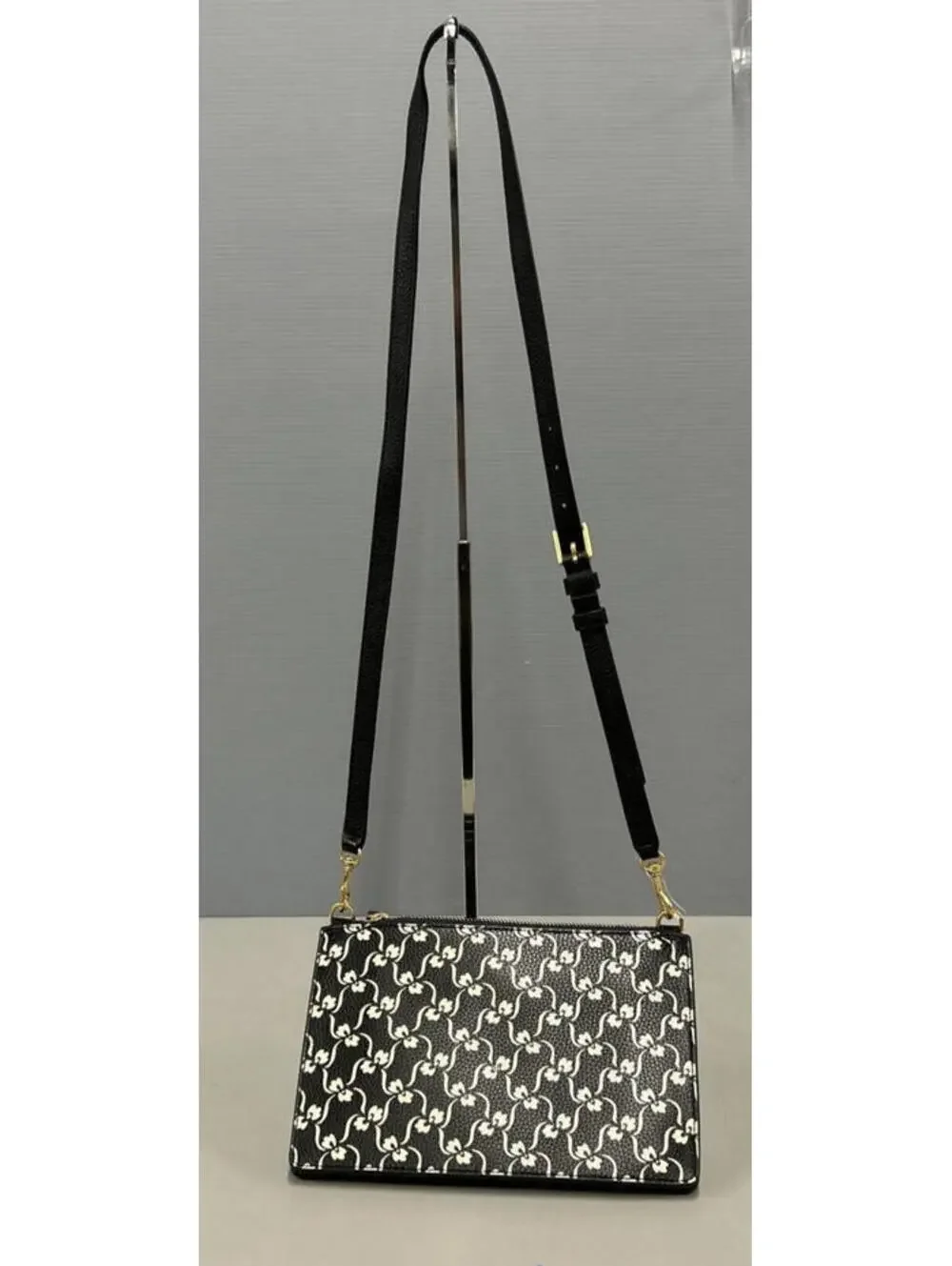 Tory Burch Blake Printed Crossbody Black and Red Floral Purse Pebbled Leather
